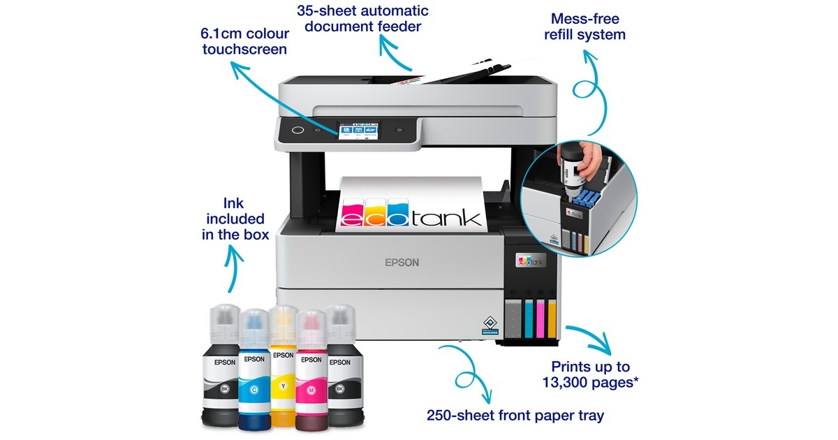 EpsonEcoTank ET-5150 all-in-one inkjetprinter  (Grijs/zwart, Scannen, Kopiëren, LAN, Wi-Fi)
