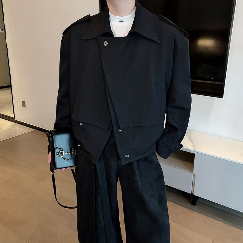 Freehop - Mock tweedelig trenchcoat met kraag en knoopsluiting