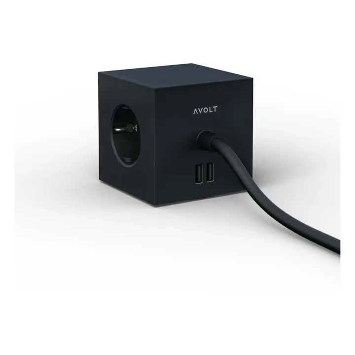 Avolt Rallonge Square 1 avec prise USB | Noir
