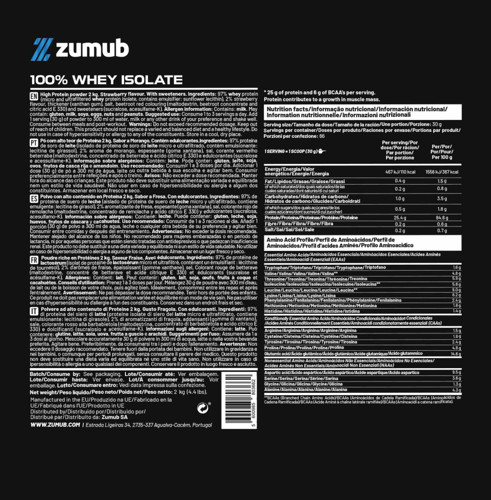 Zumub 100% Whey Isolate 30g