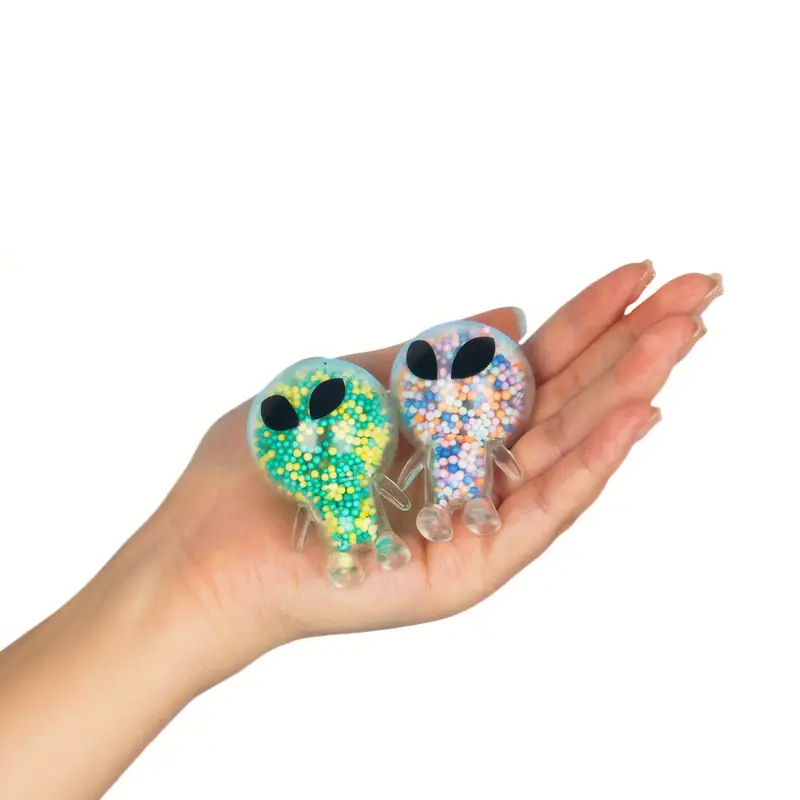 (6x4cm) Anti Stress Knautsch Ausserirdische Squeeze Spielzeug Perlen Squishy Alien - Assortiert