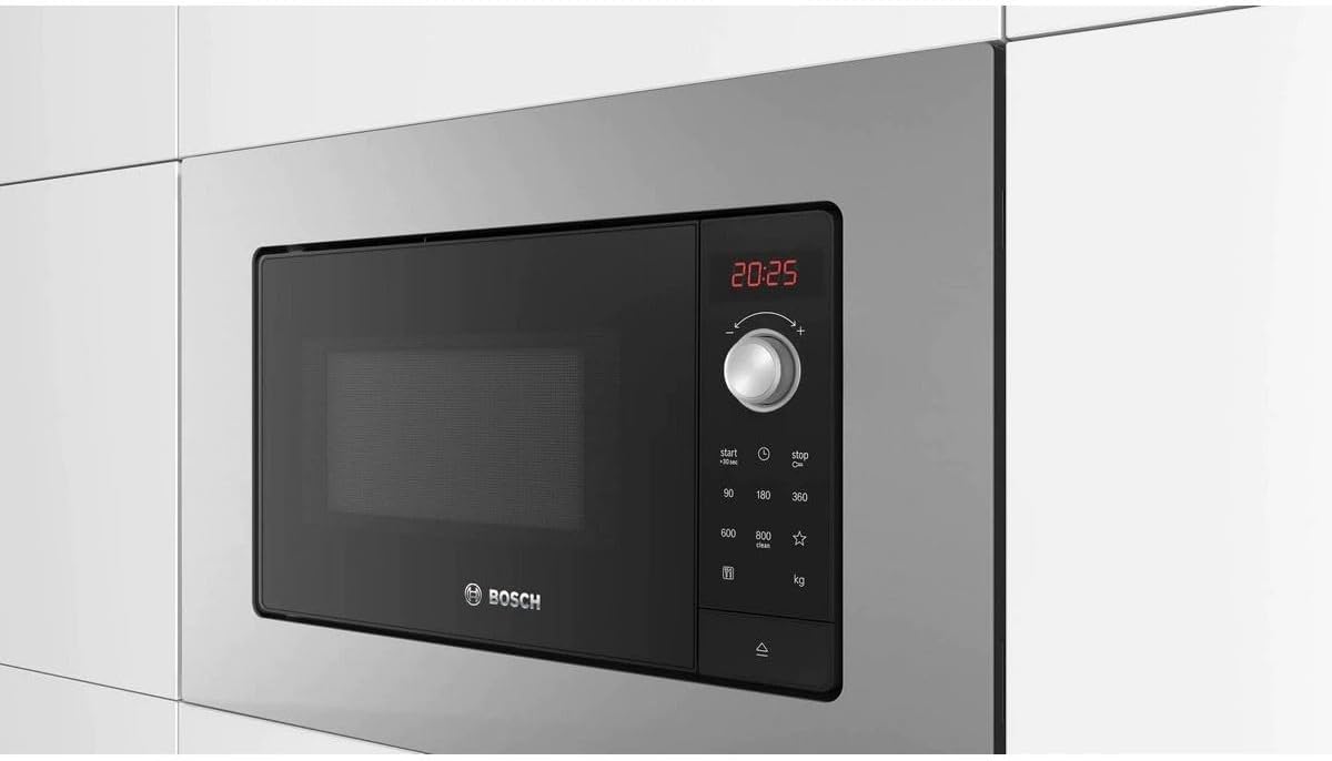 Bosch BEL623MS3, Einbau-Mikrowelle, automatische Kochprogramme, rote LED-Anzeige, Öffnung links seitlich, Grill, LED-Beleuchtung, Stahl