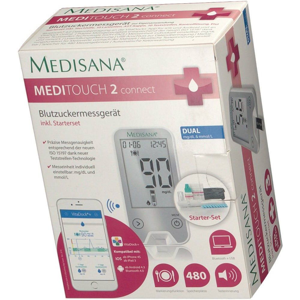 medisana MediTouch 2 Dual Blutzuckermessgerät mmol/L und mg/dL