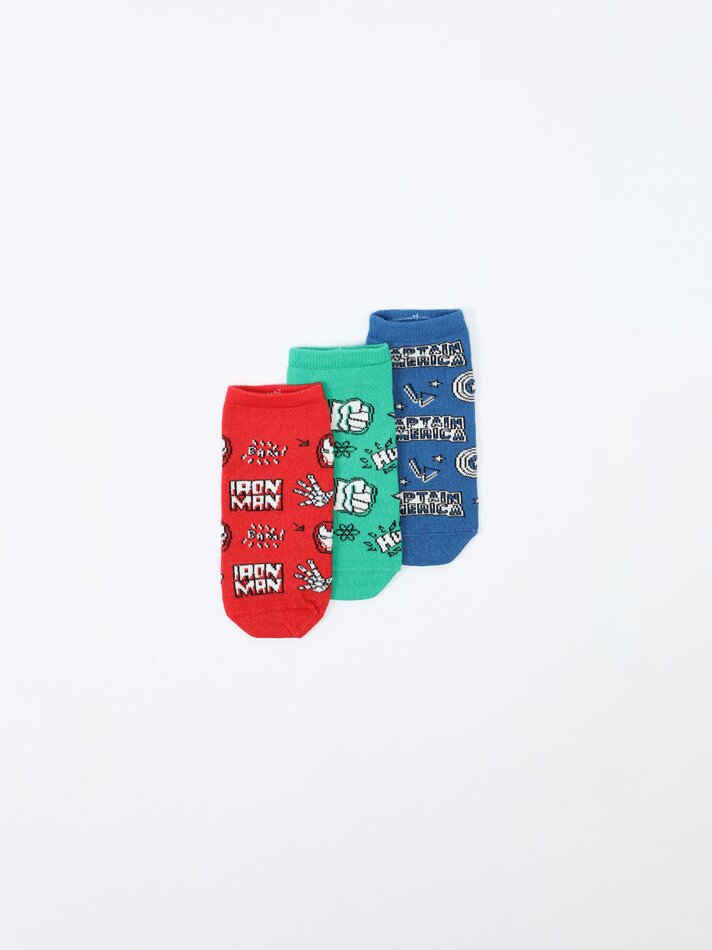 Pacote com 3 pares de meias Marvel dos Vingadores - Cores Variadas