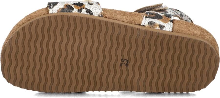 Clic! leren sandalen met panterprint champagne bruin