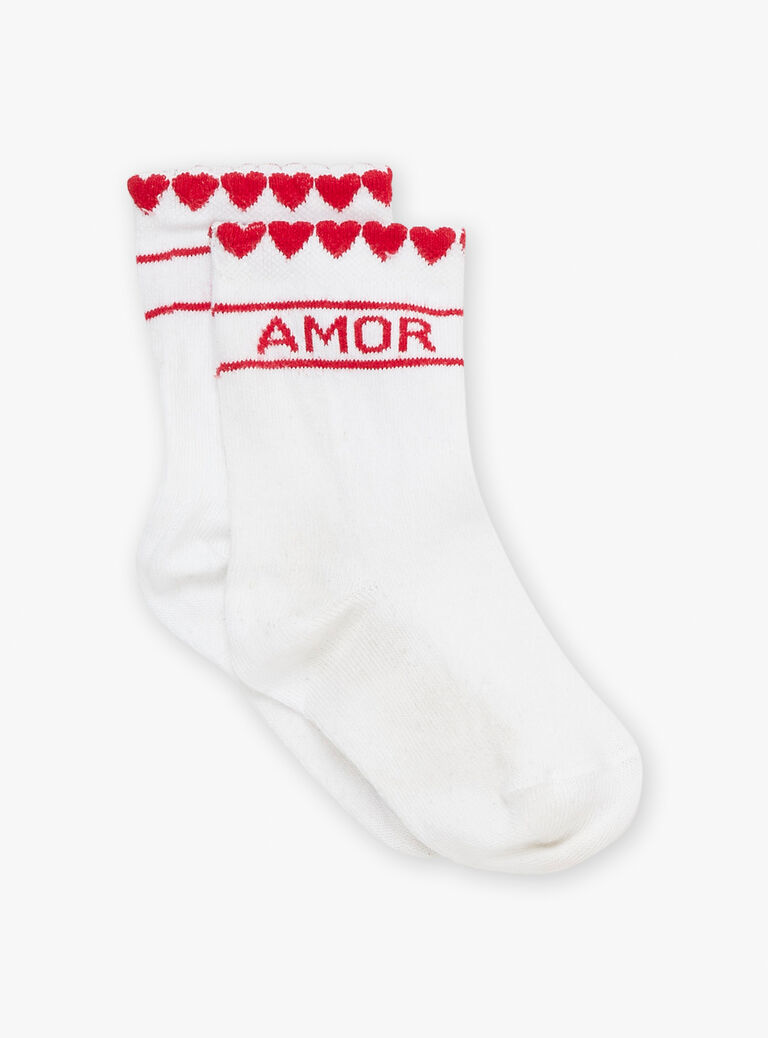 Lot de 3 paires de chaussettes rouges, roses et écrues