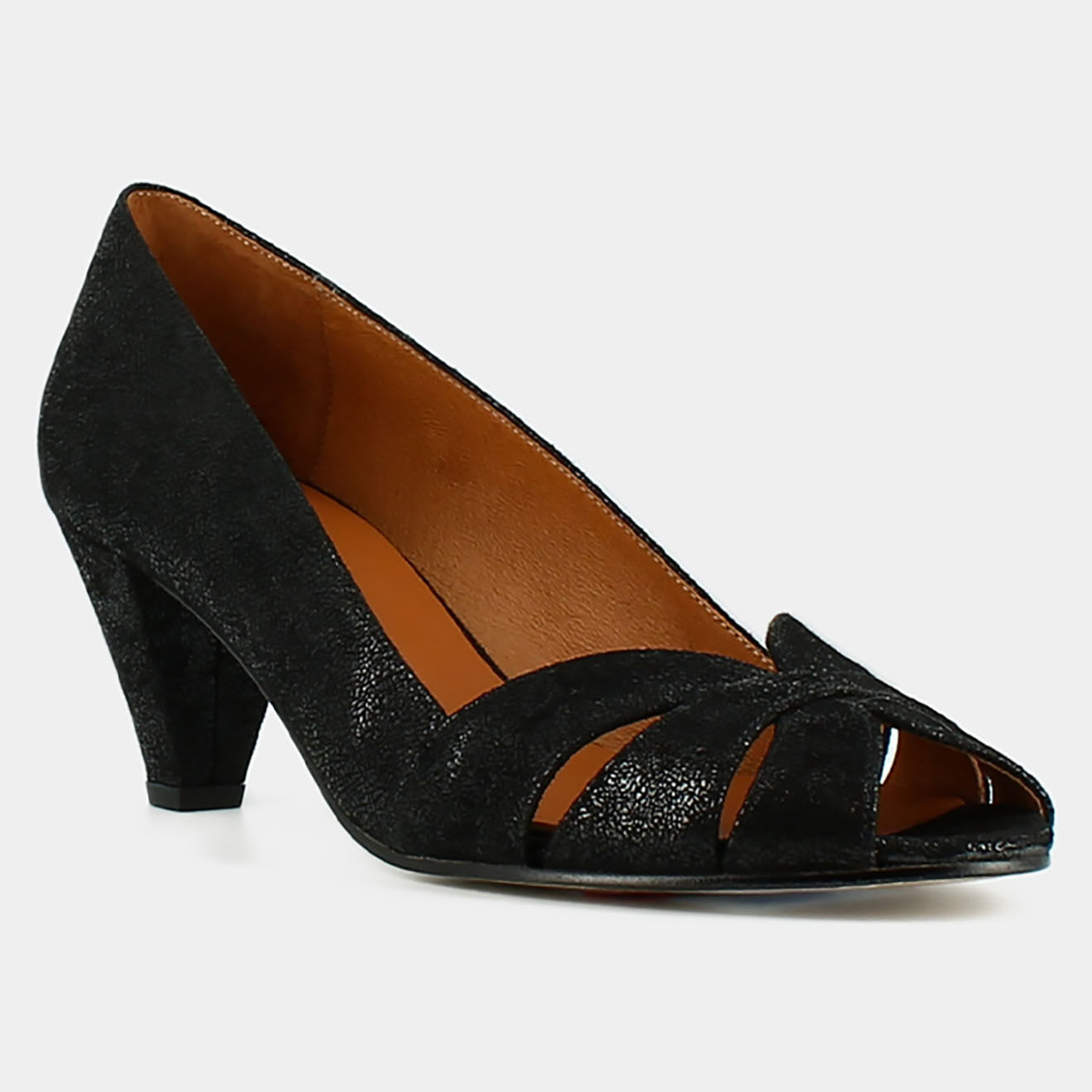 Jonak Escarpins en Velours de Cuir Devis noirs - Talon 6.5 cm