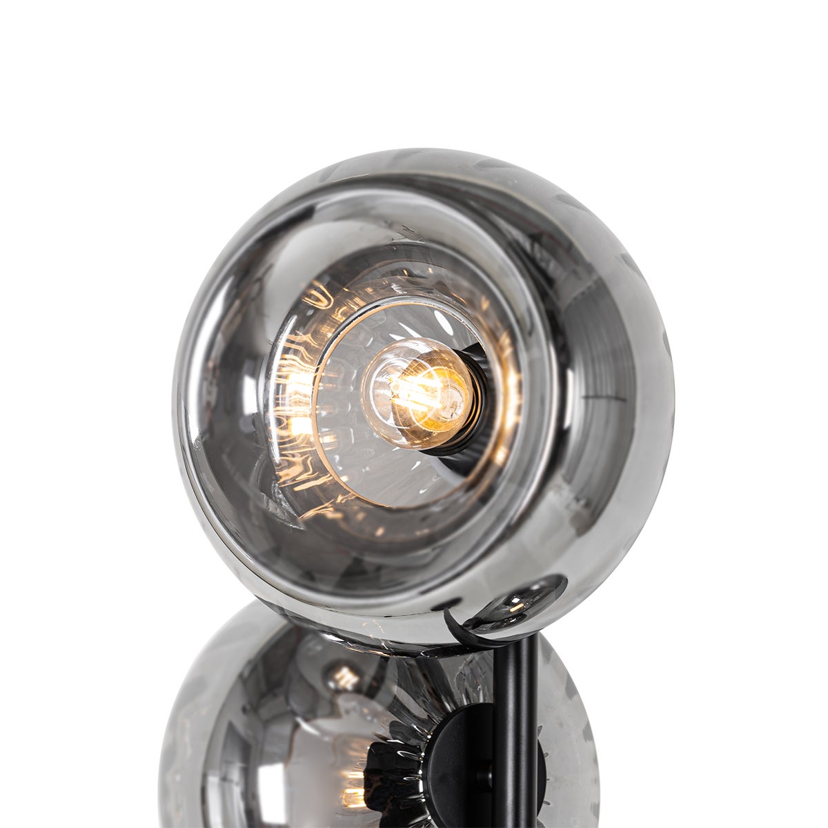 QAZQA - Art Deco vloerlamp, zwart met gerookt glas, 3-lichts – Ayesha | Woonkamer | Slaapkamer - Langwerpig - LED-compatibel, E27
