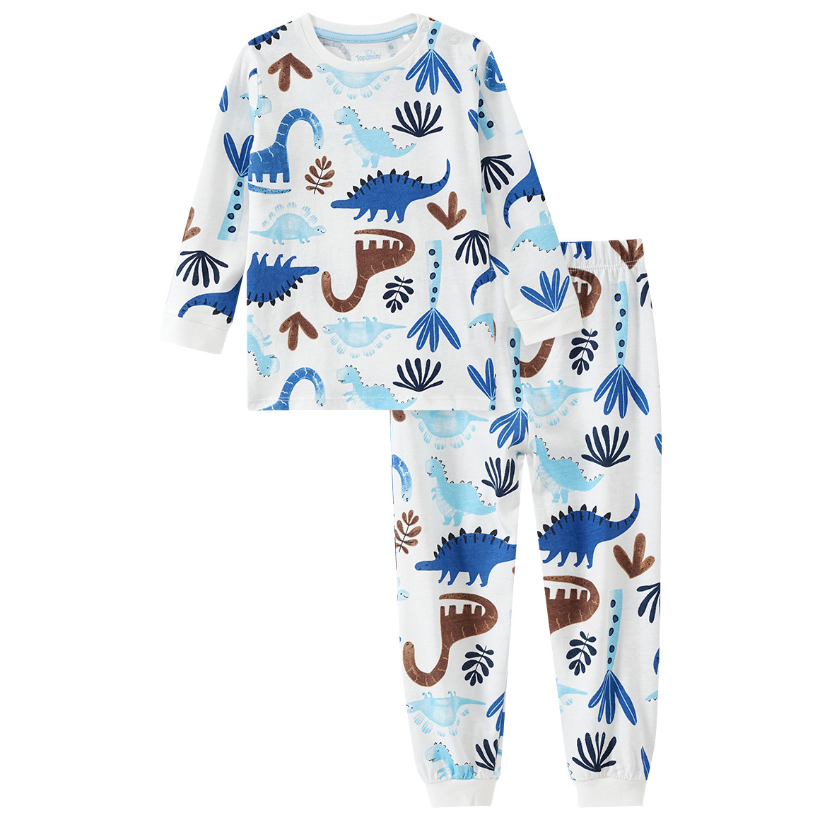 Topomini Baby Schlafanzug mit mit Dino-Allover weiss