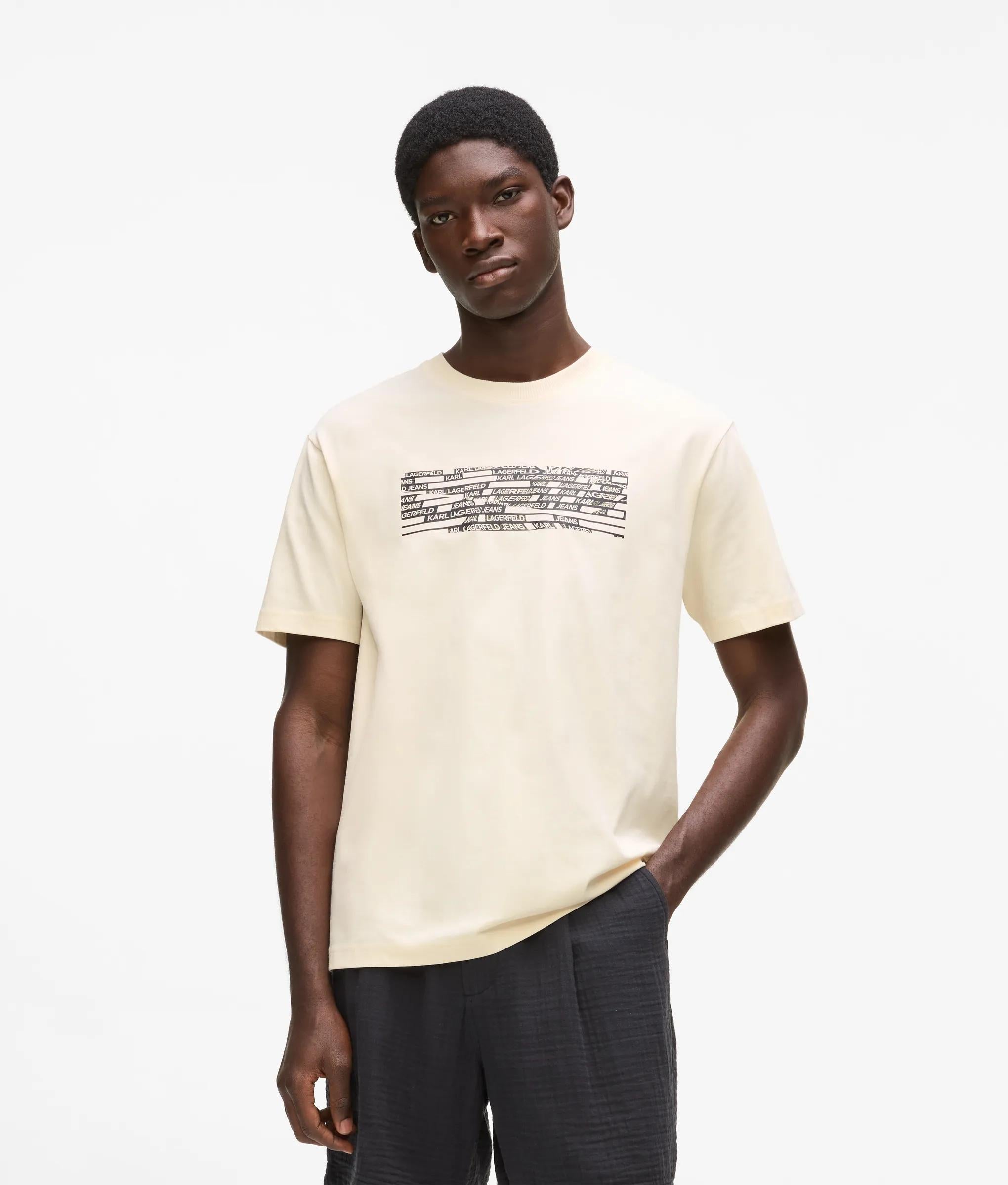 t-shirt met gestreept logo