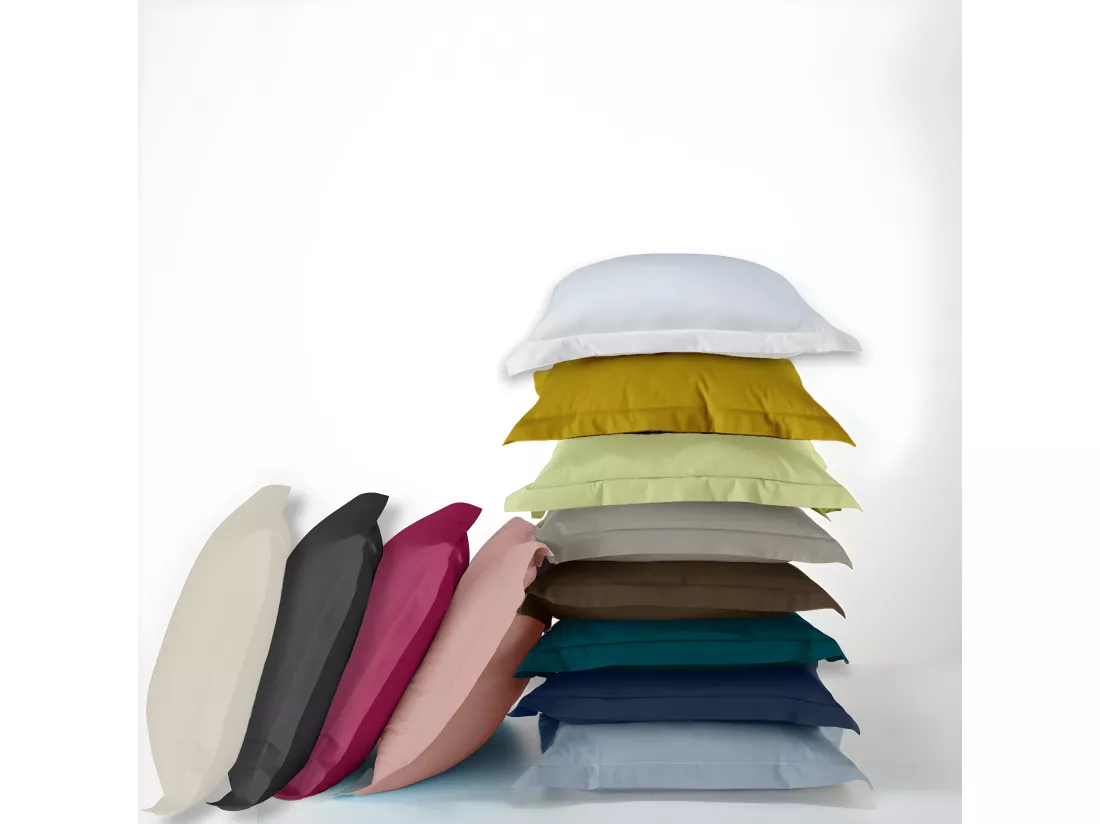 Housse de couette en coton 57 fils unie rose 260x240cm