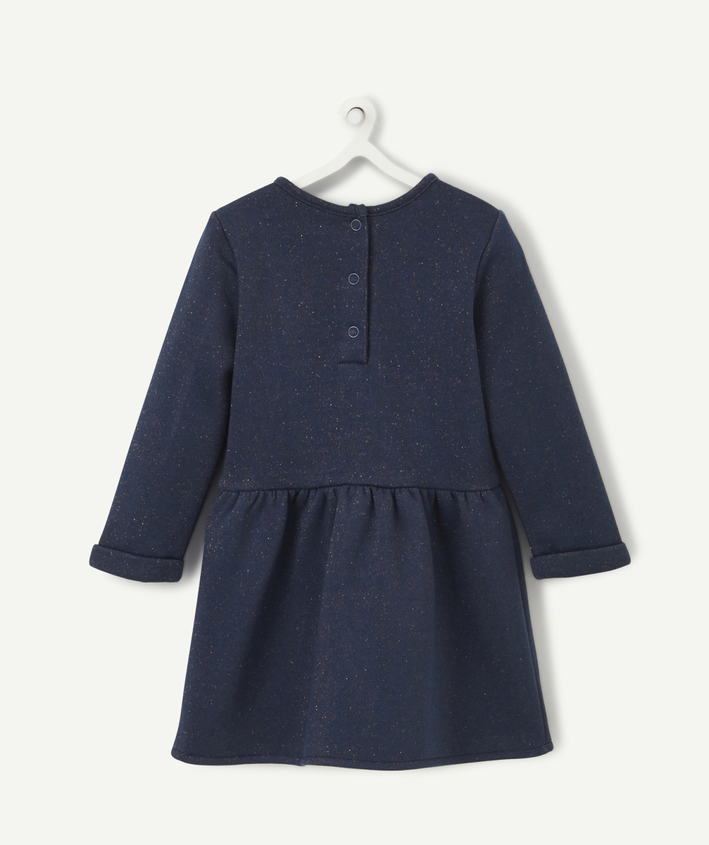 ROBE BÉBÉ FILLE EN FIBRES RECYCLÉES BLEU MARINE À PAILLETTES