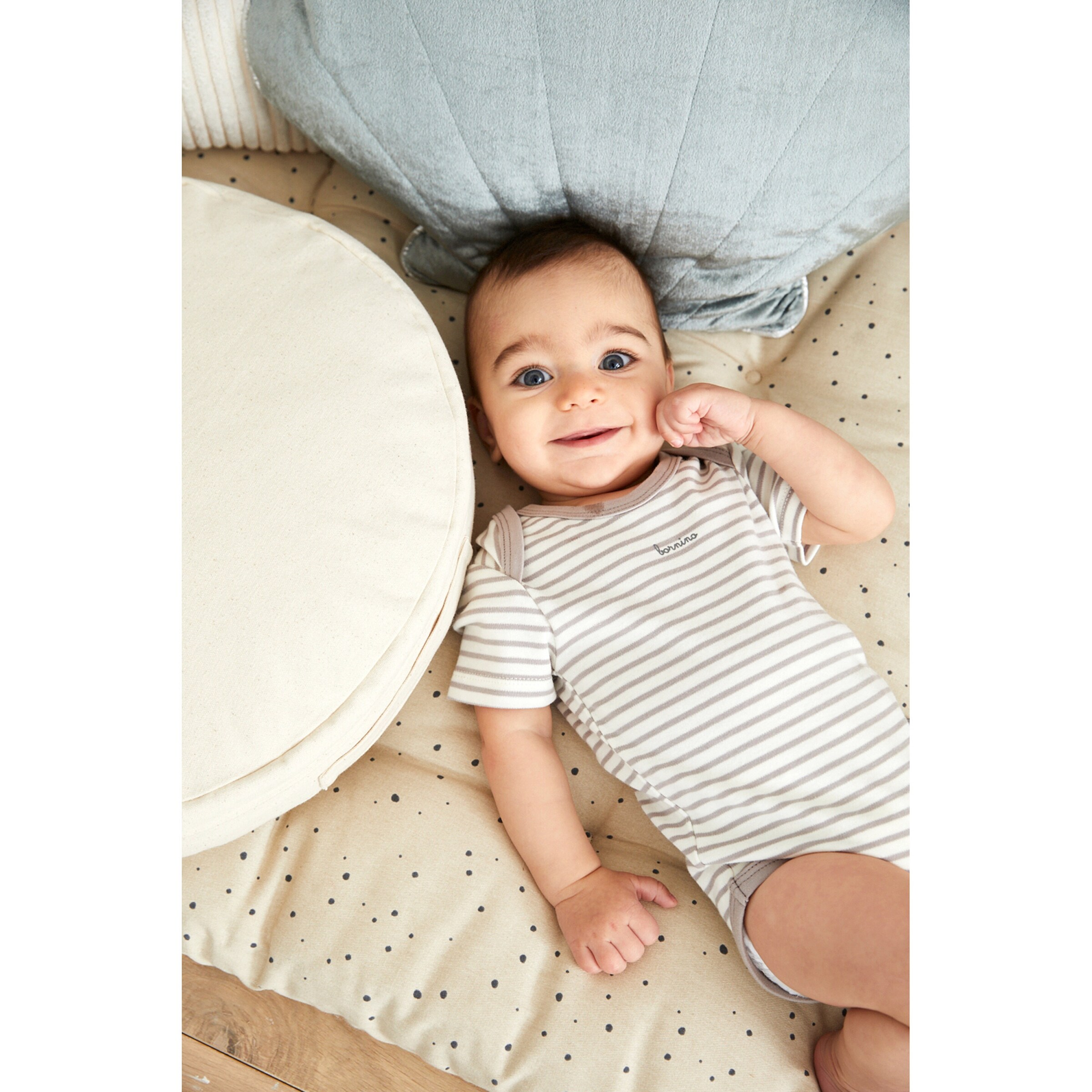 Bornino - Lieblinge 3er-Pack Bodys kurzarm Ocean natur/blau/grau