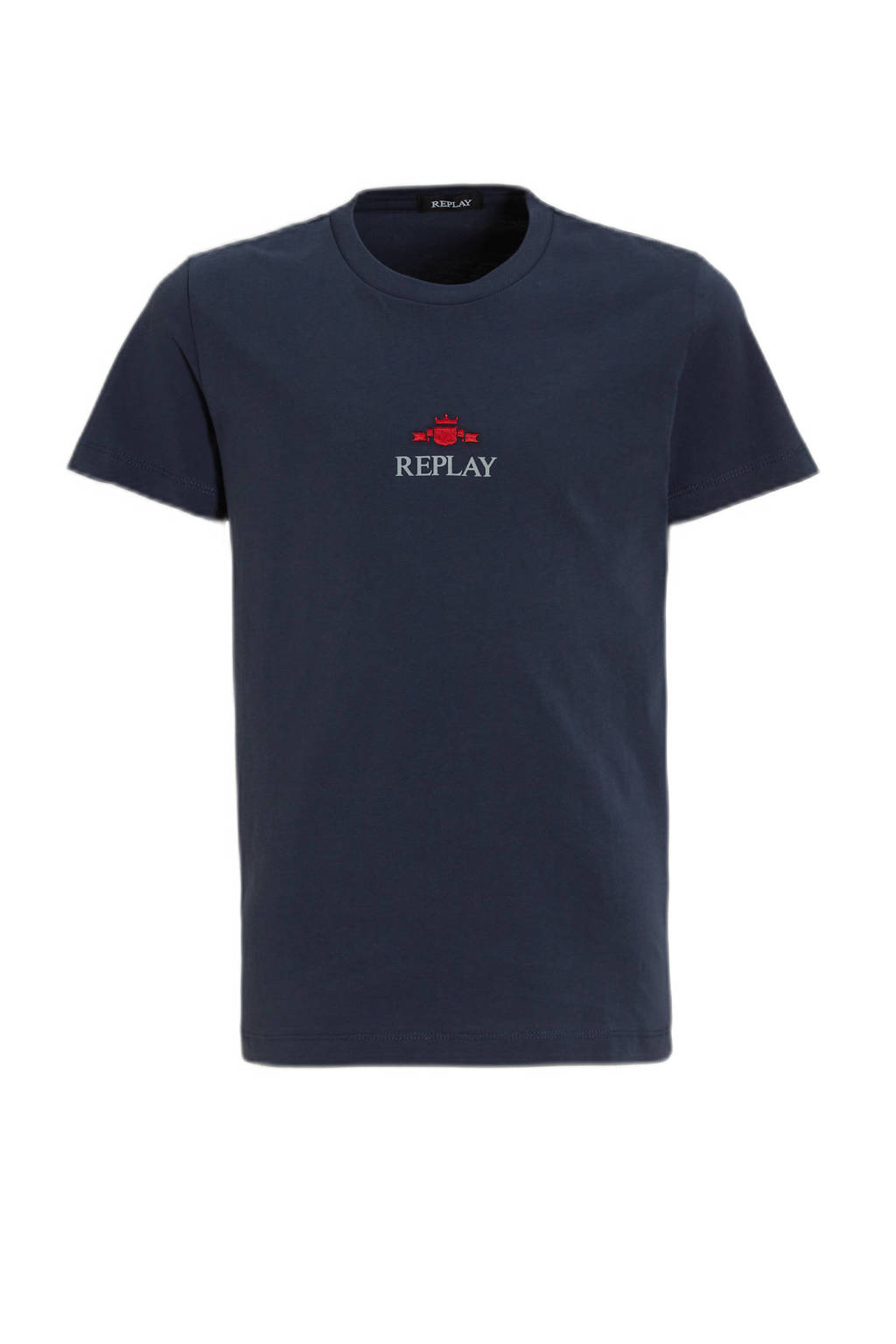 REPLAY T-shirt met logo donkerblauw