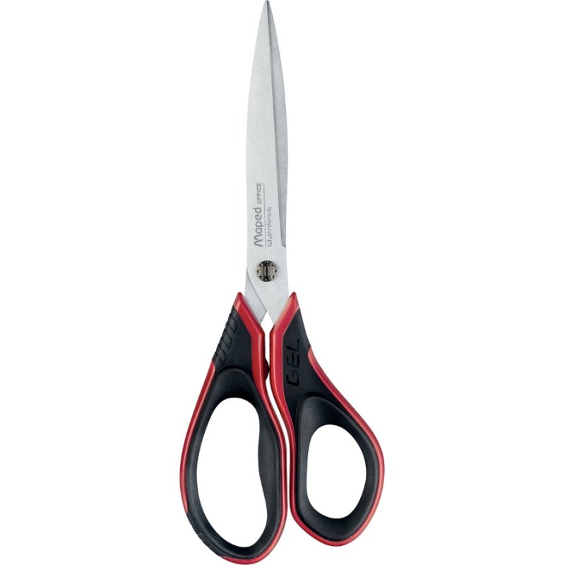 Ciseaux maped advanced gel acier inoxydable 210mm bouts pointus asymétrique poignées gel soft coloris rouge/noir
