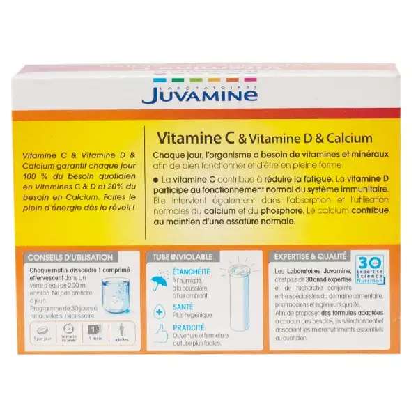 Juvamine Vitamina C, Vitamina D e Cálcio 30 comprimidos efervescentes
