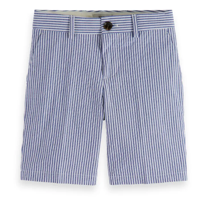 Scotch & Soda Short Chino Rayé Seersucker | Bleu