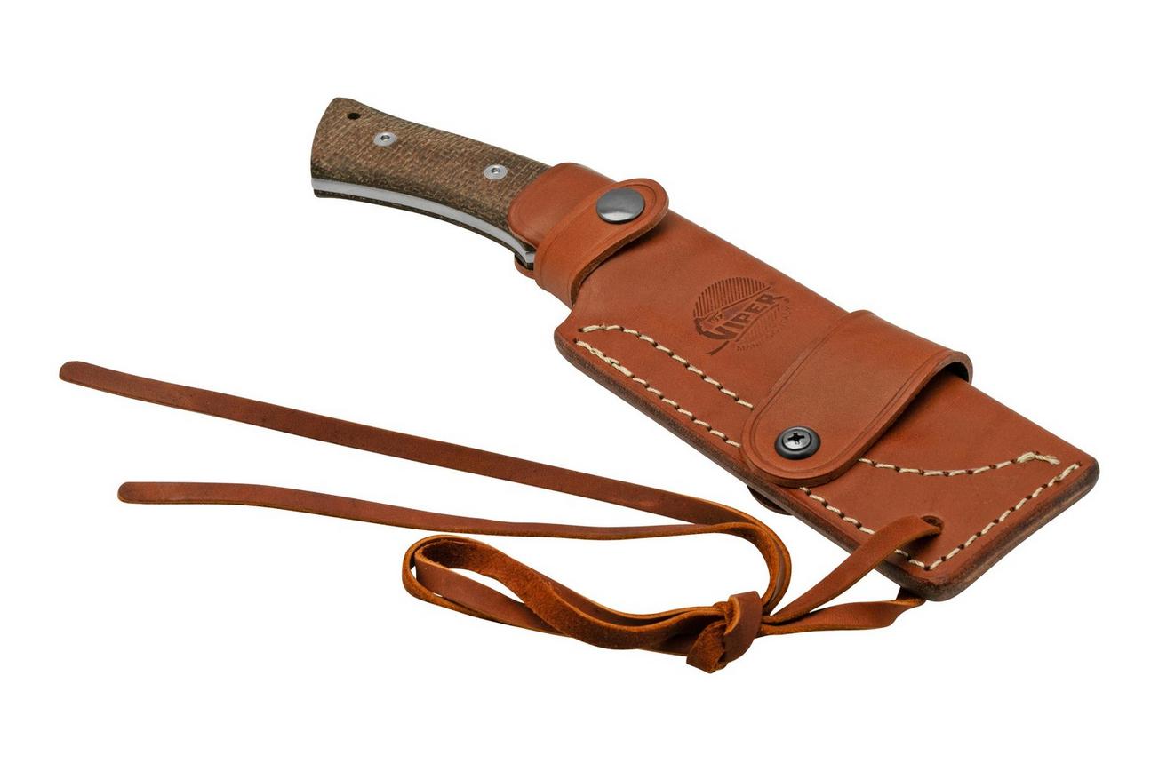Viper Gianghi V4882IM, N690 Stonewash Brown Micarta, vaststaand mes