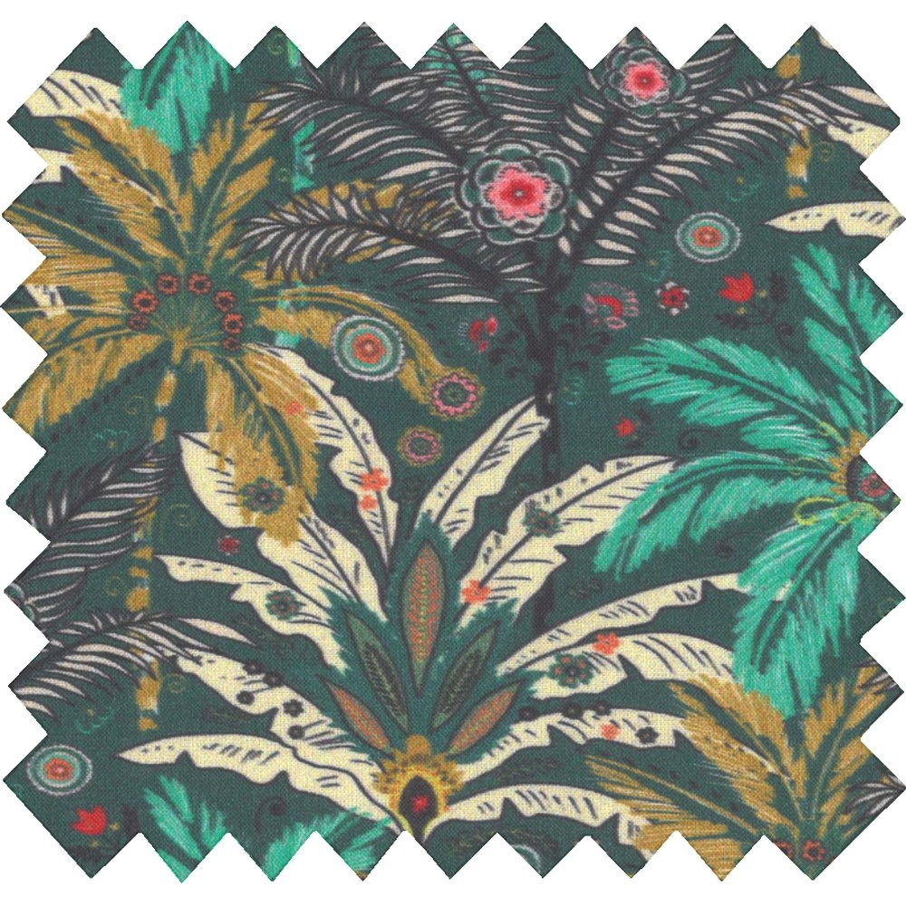 Coupon Tissu 50 Cm Palmia Emeraude