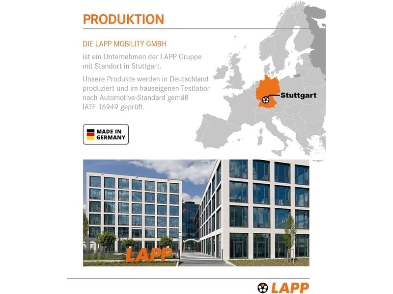 Lapp Ladekabel für Elektroauto Typ 2, 7.4kW, 32A, 5 m, Schw 3-phasiges Helix-Kabel zum Laden von Hybrid- und Elektroautos mit Typ-2-Anschluss