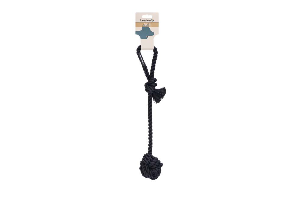 Beeztees Vic Slingertouw - Apporteren - Hondenspeelgoed - zwart - 7x7x8 cm