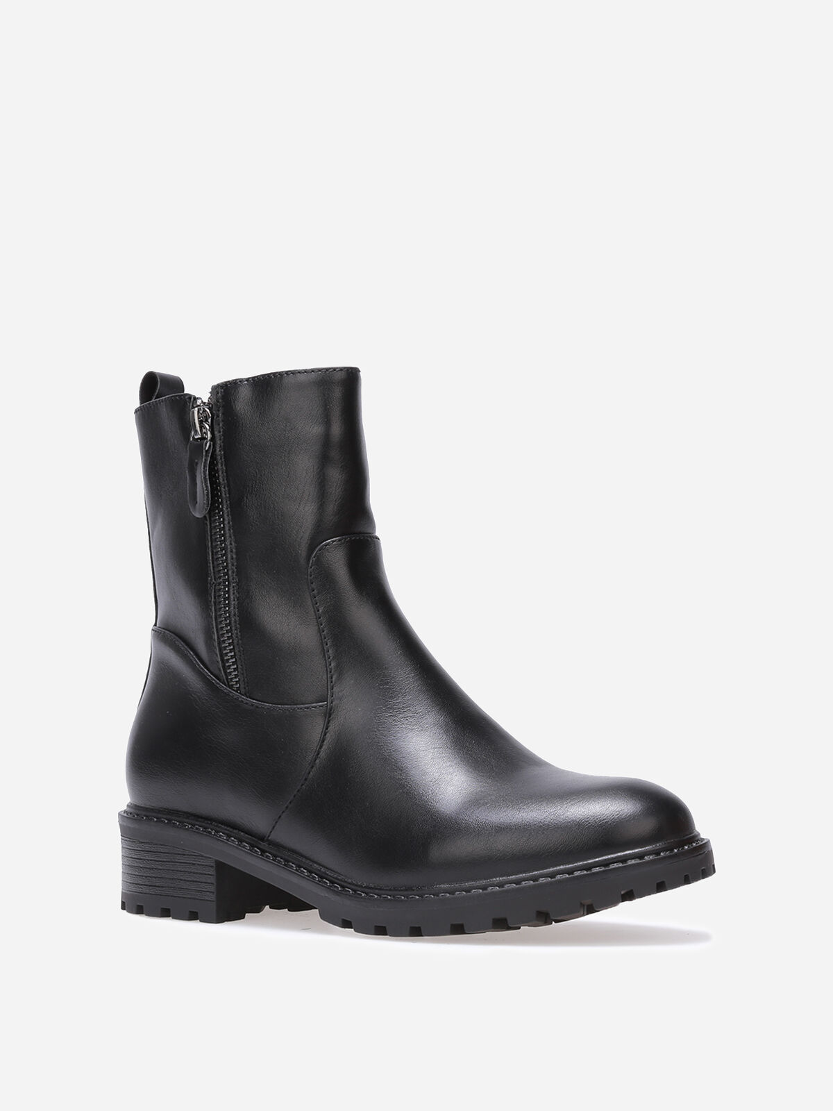Bottines à empiècements et zip décoratif- Noir