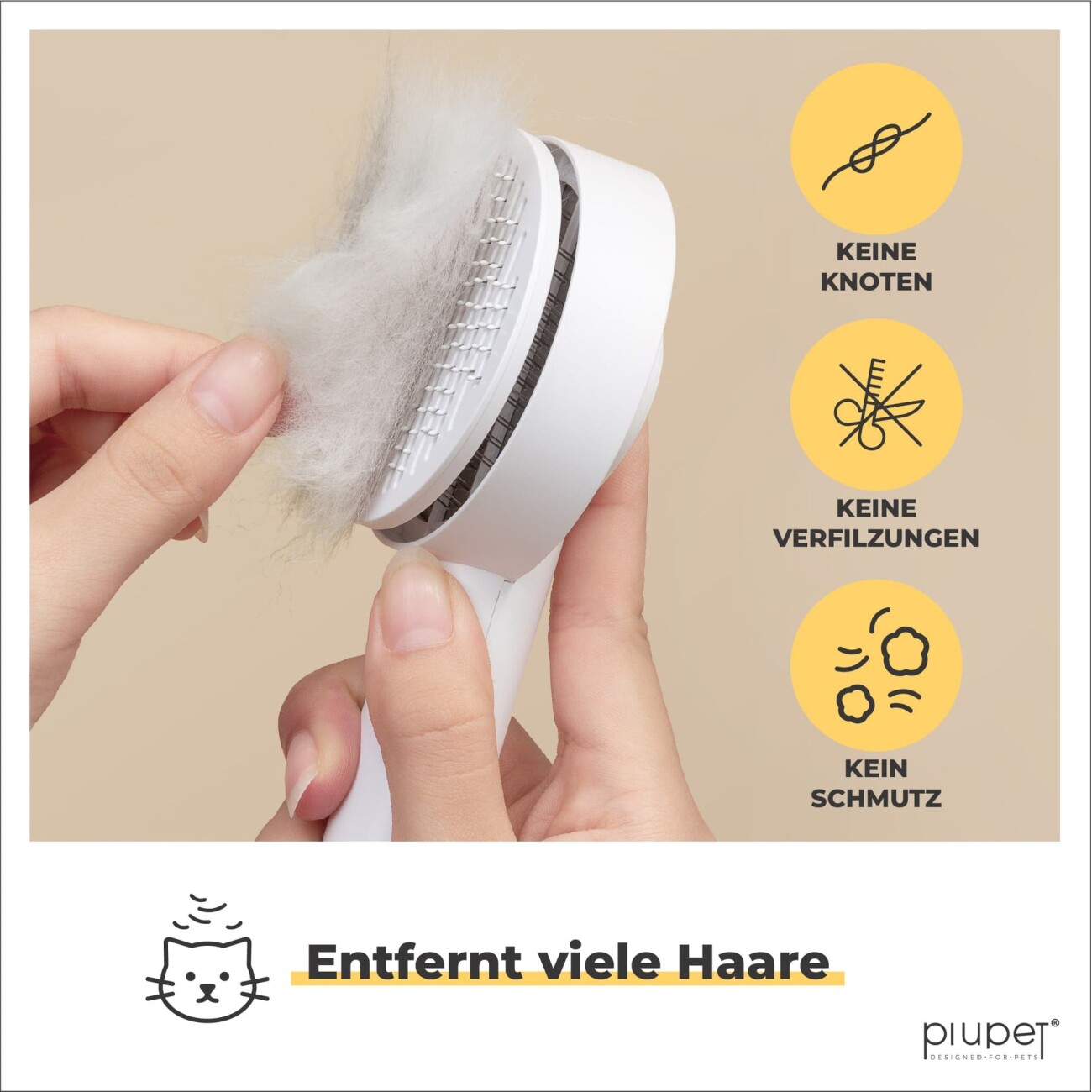 PIUPET Selbstreinigende Tierhaarbürste