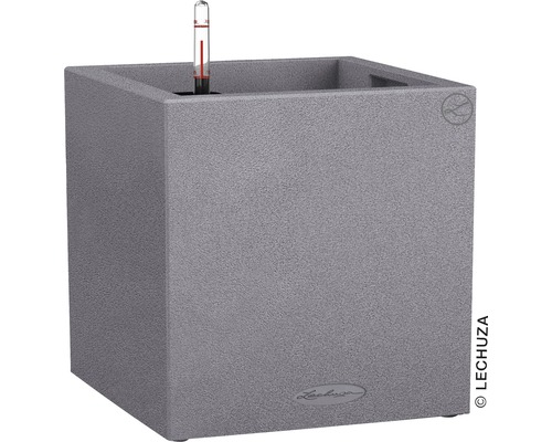 Lechuza Canto Stone plantenbak 40 x 40 x H 40 cm grijs incl. zelfbewateringssysteem, plantenbak, substraat en waterniveau-indicator