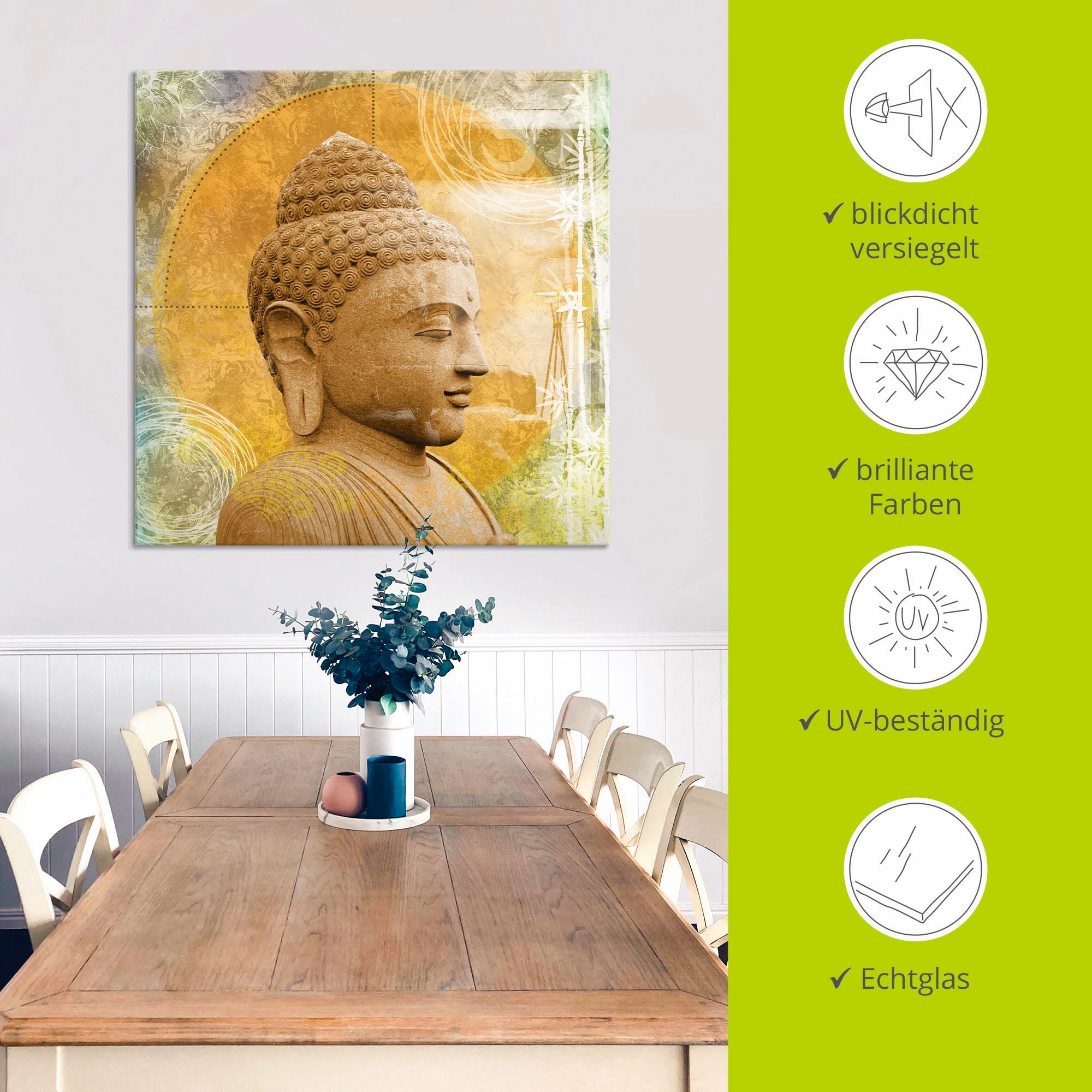 Artland Glasbild »Buddha II« Spa 1 Stk. tlg. in verschiedenen Grössen
