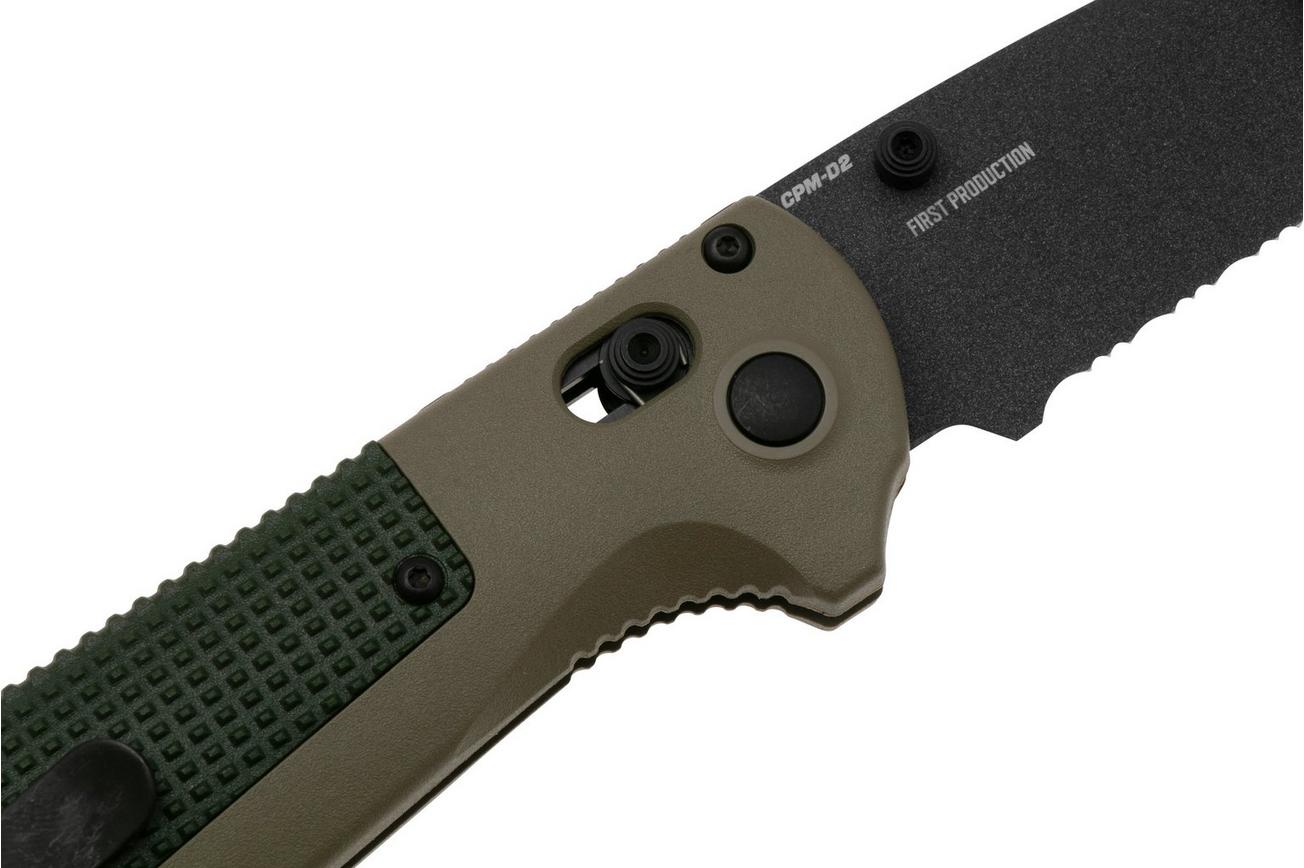 Benchmade Redoubt 431SBK-1, Serrated Black Tanto CPM-D2 , Green Grivory, zakmes