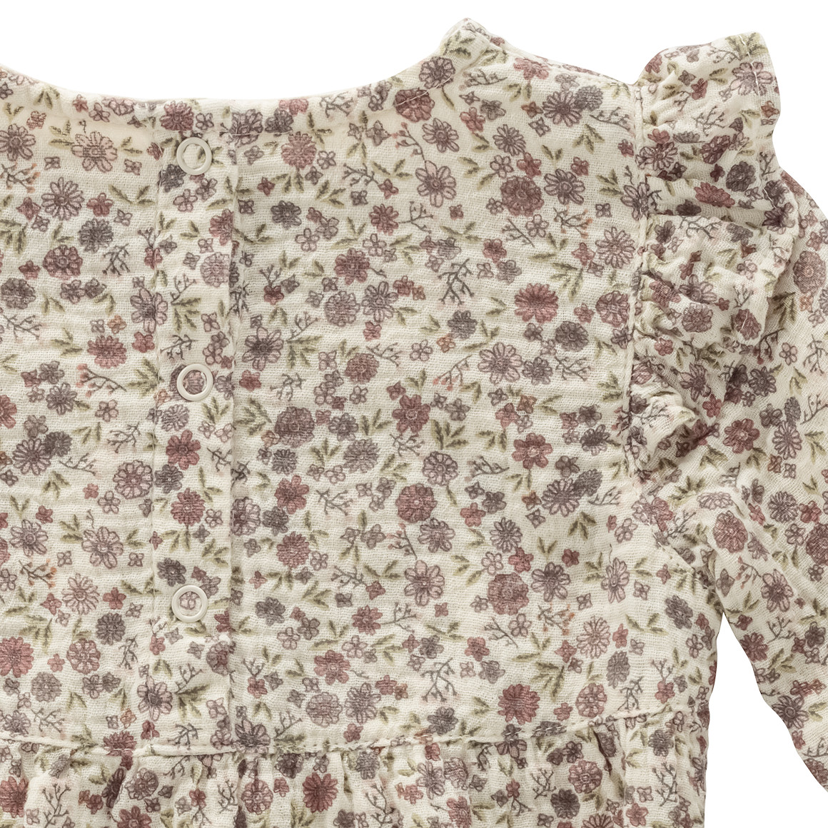 Topomini Pure Collection Baby Musselin-Body mit Blümchen hellbeige / dunkelrosa