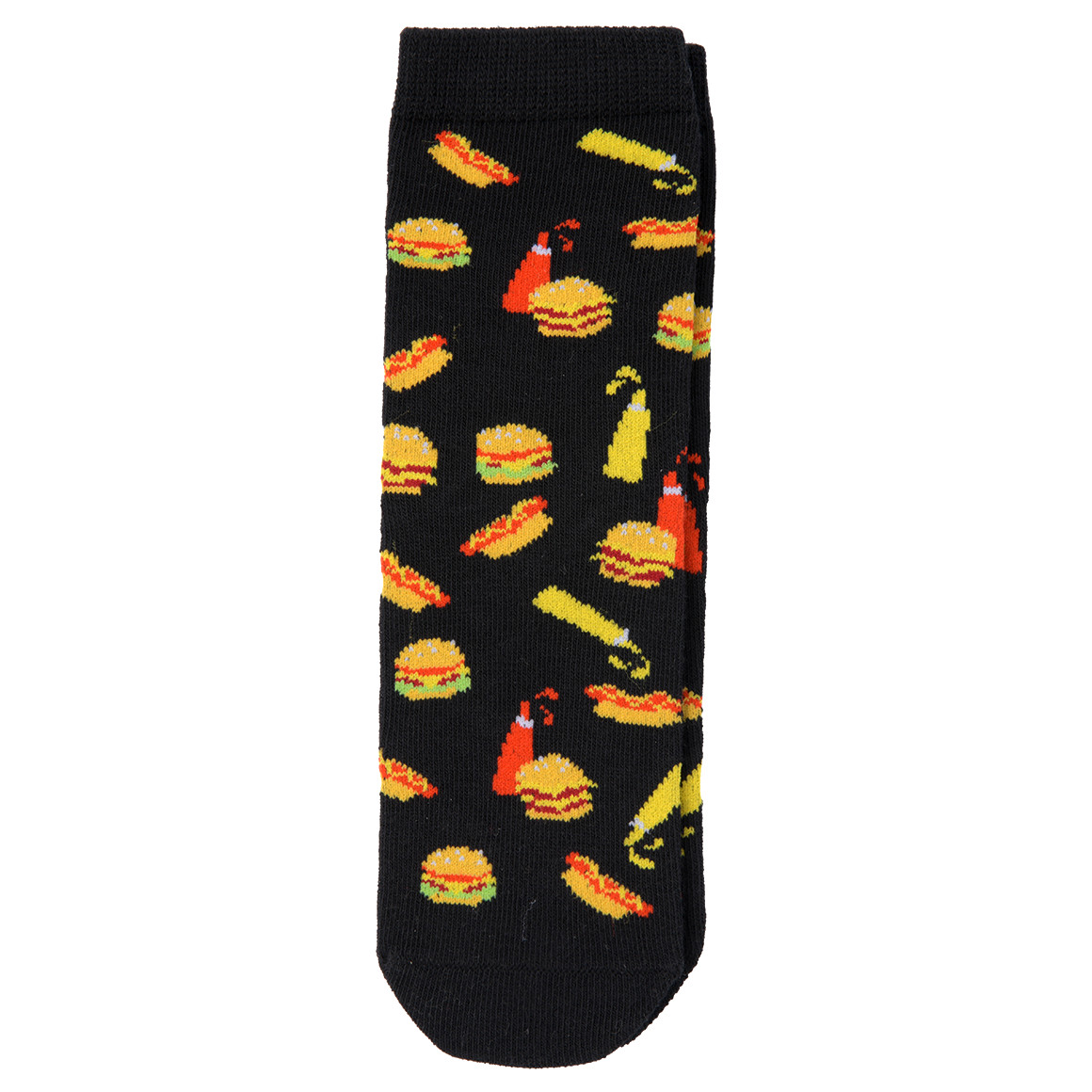 1 Paar Jungen Socken mit Fast-Food-Motiven schwarz