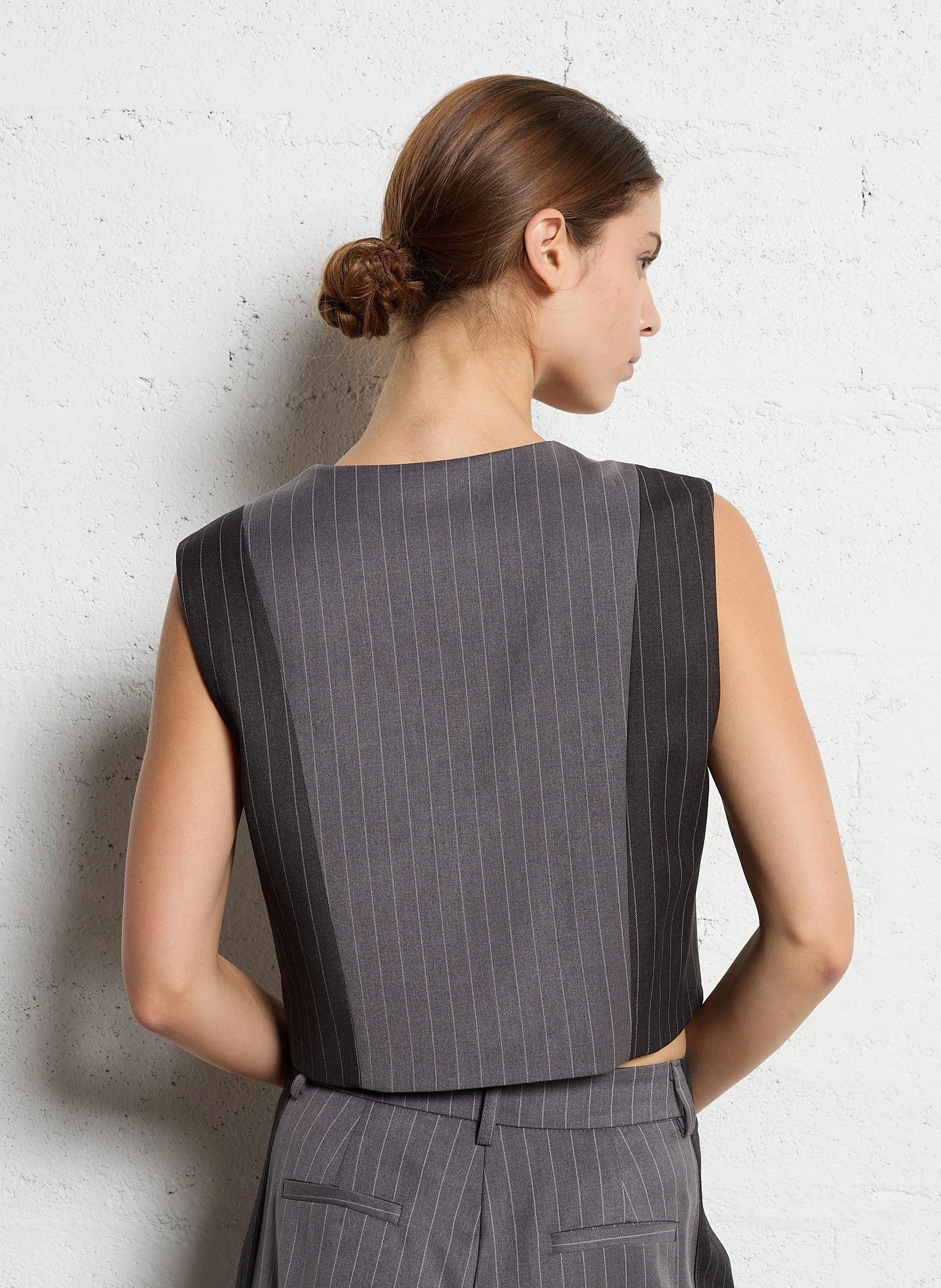 Gilet droit col V | Gris