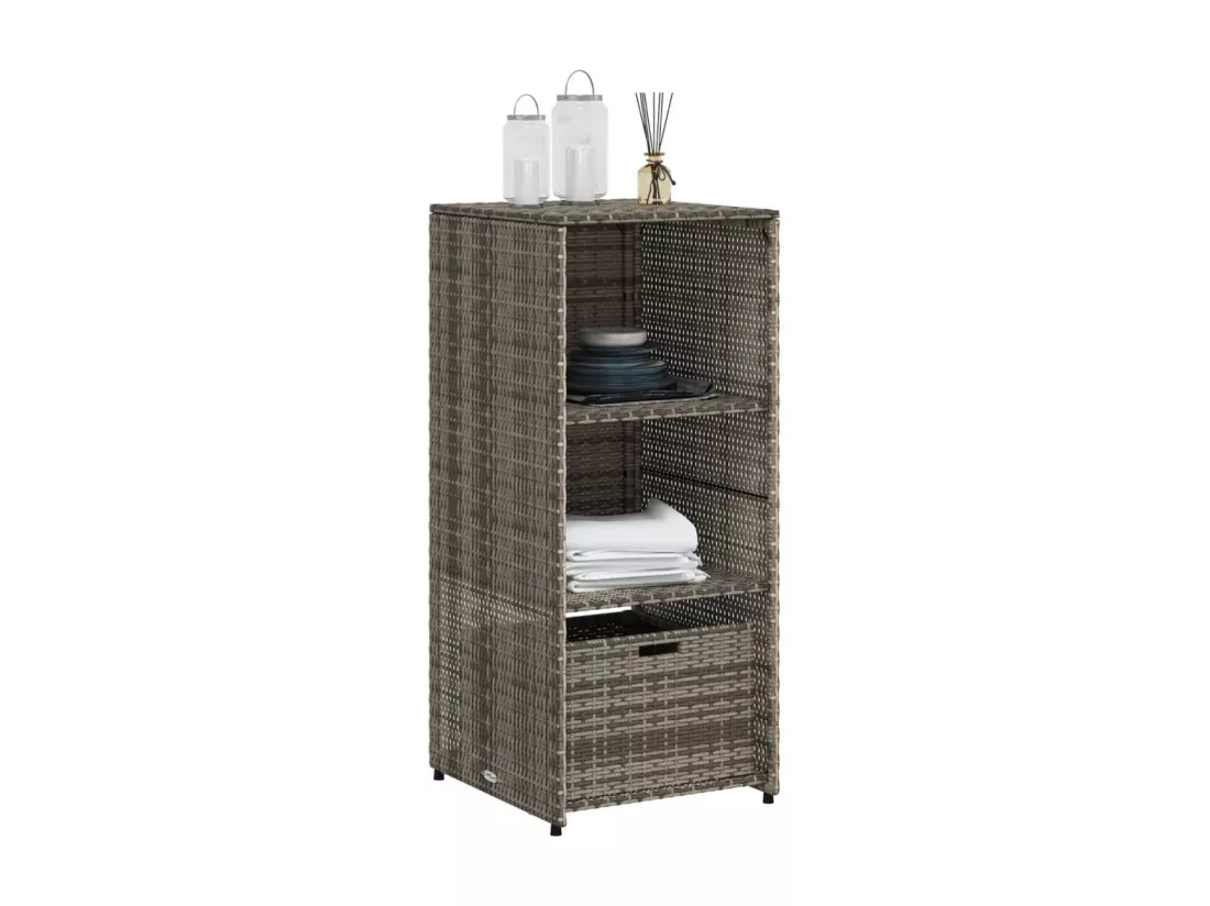 Armoire de rangement de jardin gris 50x55x115 cm résine tressée