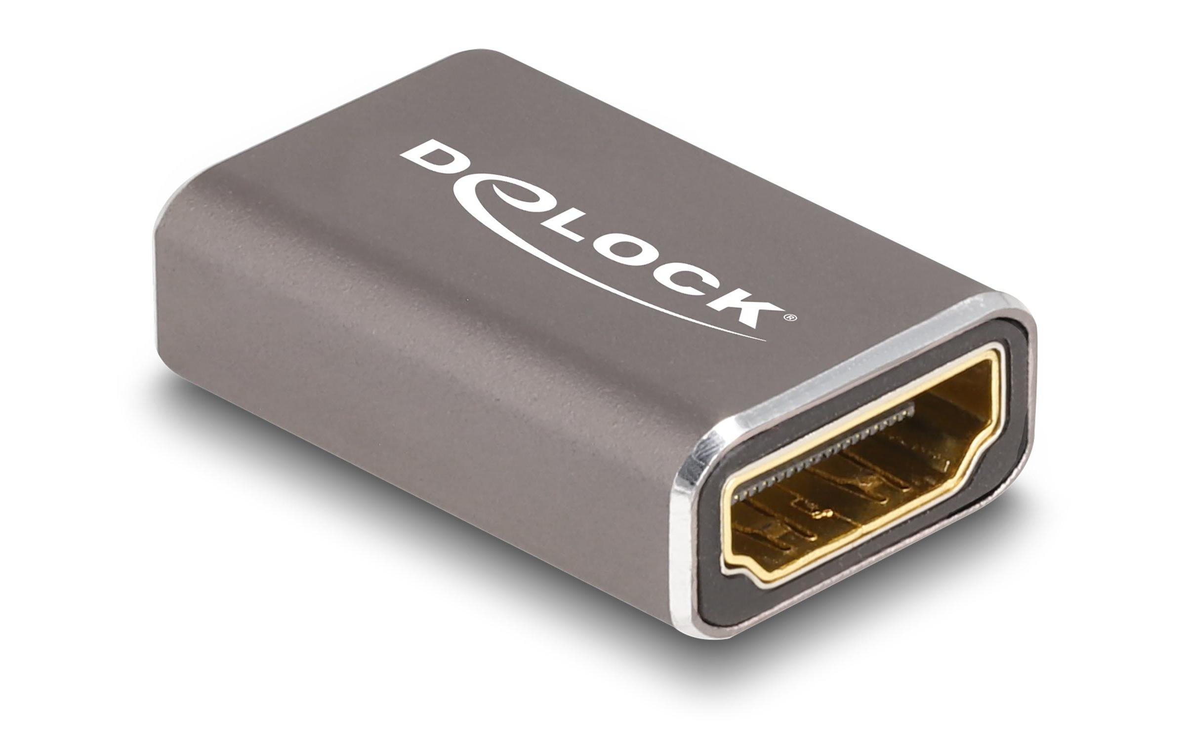 Adapter 8K 60 Hz HDMI - HDMIDelock HDMI Adapter Buchse zu Buchse 8K 60 Hz grau Metall