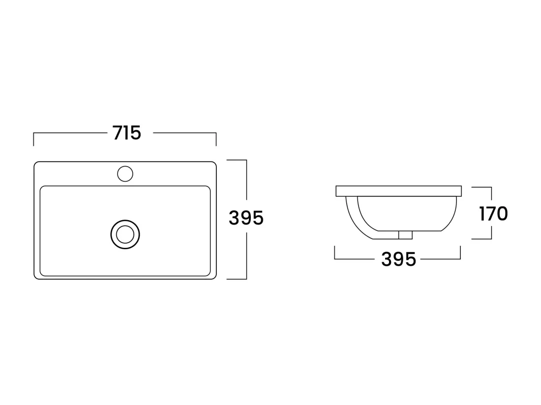 Vasque de salle de bain semi-encastrée rectangle en céramique - 71,5 cm - Blanc - YASMAC II
