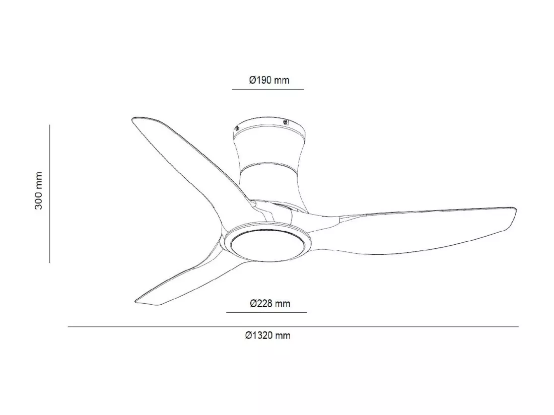Ventilateur de Plafond Silencieux Salamina 132cm Motor DC Télécommande Avec lumière Non