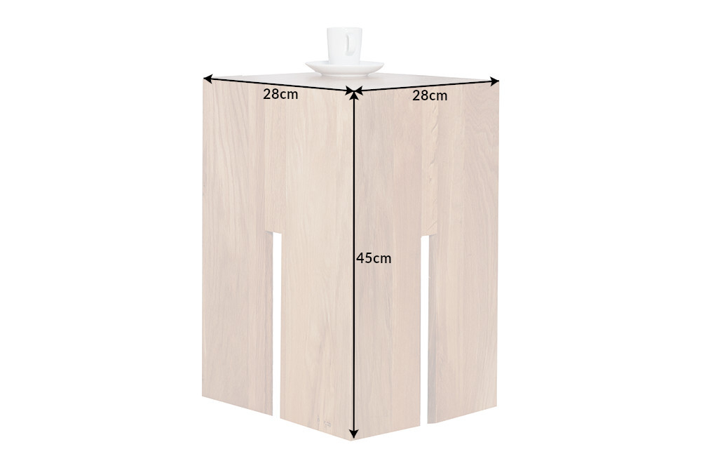 Design Beistelltisch CASTLE 45cm natur Wildeiche Massivholz geölt Sitzhocker