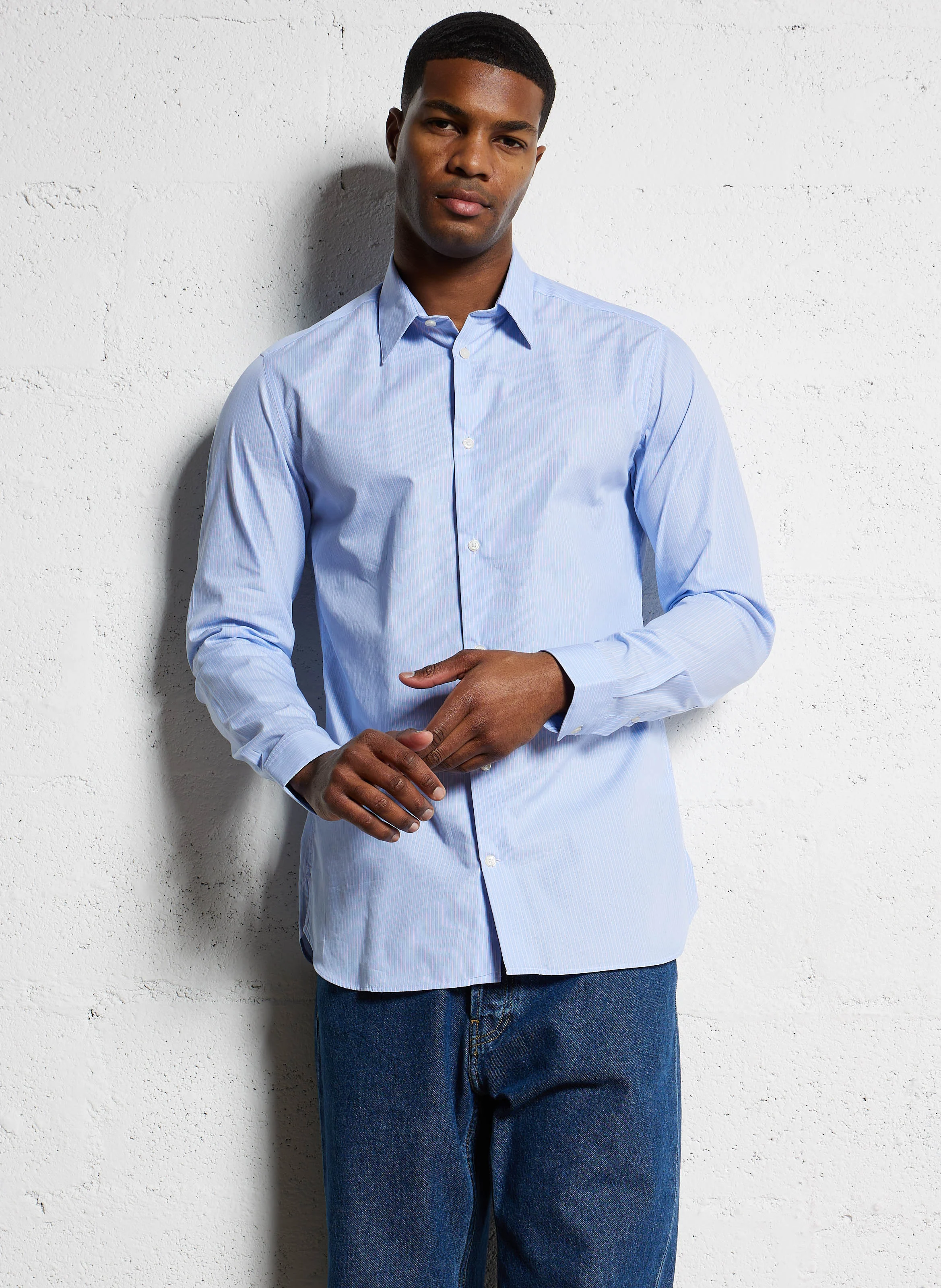 ERAY - Chemise slim rayée en coton| Bleu