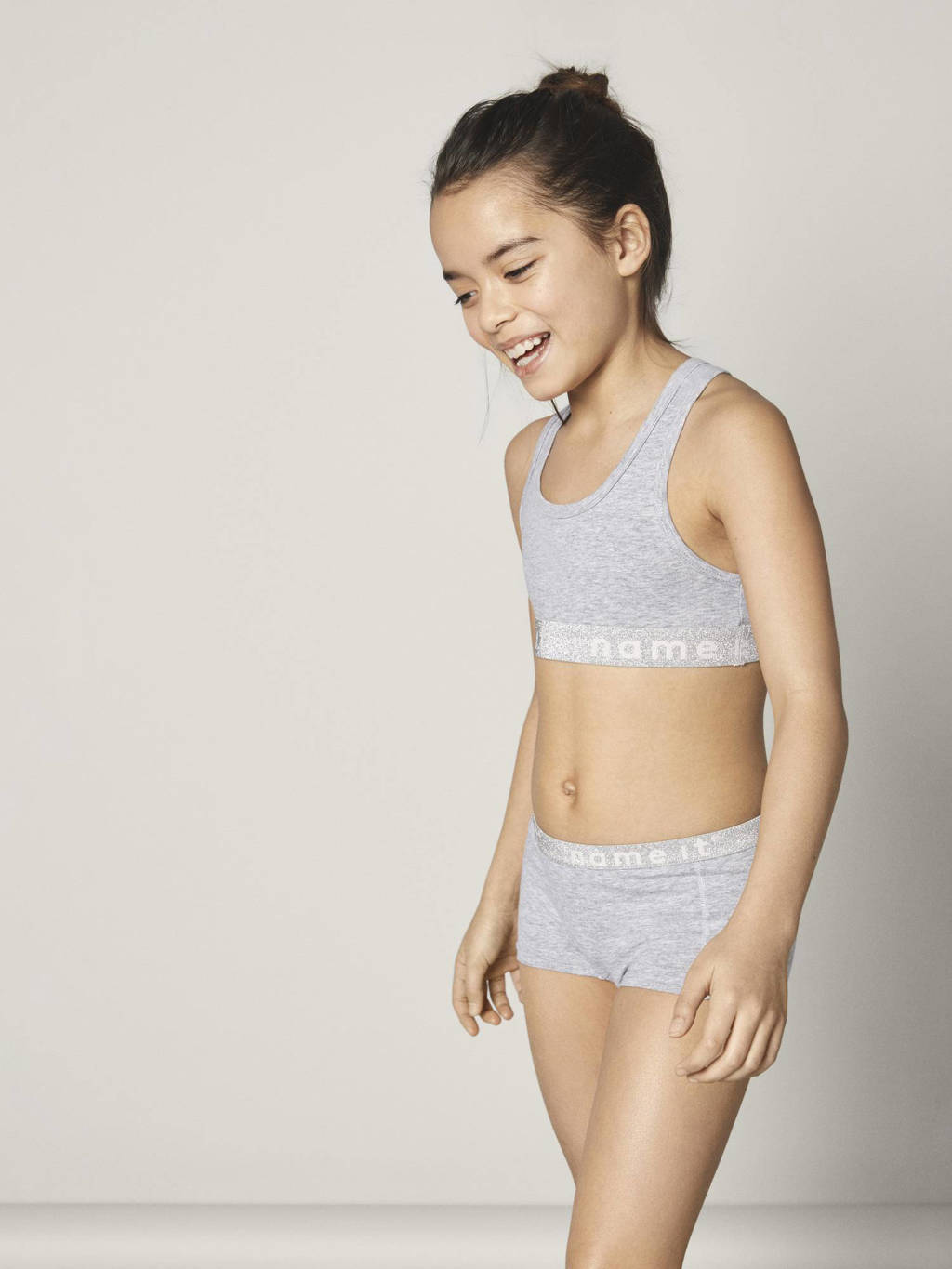 hipster - set van 2 lichtroze/grijs melange