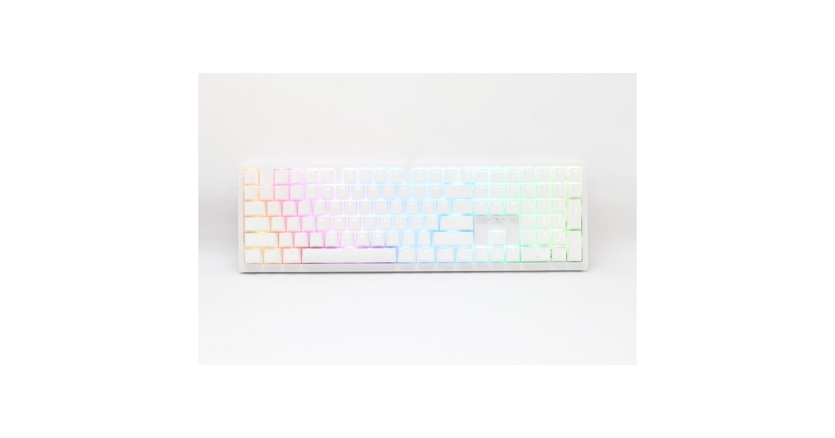 DuckyZero 6108 Pure White, gaming toetsenbord  (Wit, US lay-out, Cherry MX2A Speed Silver, RGB leds, Double-shot PBT, hot swap, 2.4GHz | Bluetooth | USB-C)