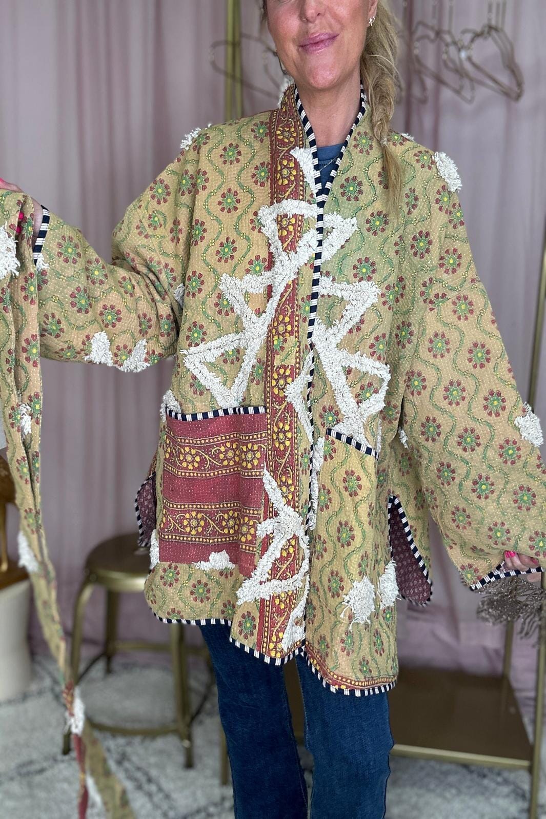 Sissel Edelbo Hedvig Tufted Jacket SE 1389 tufted kantha blanket yellow