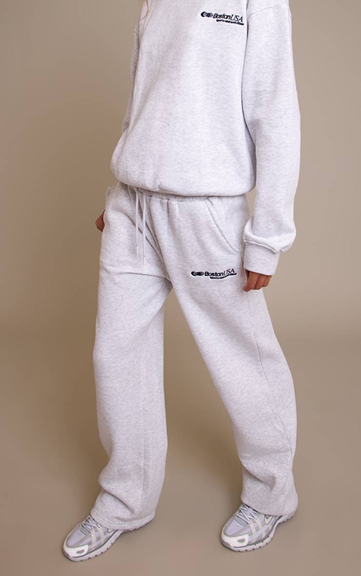 Gris Cendré Joggers Larges Brodés Boston USA