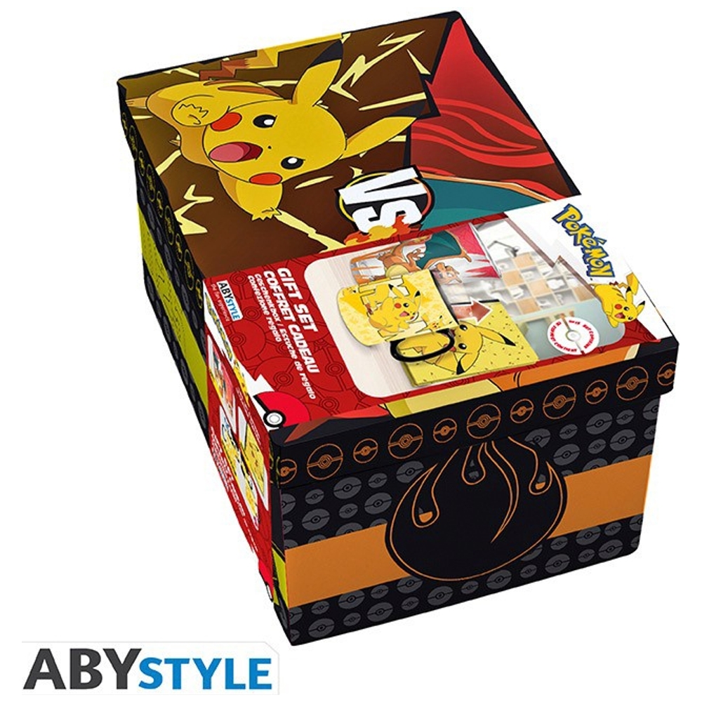 Pokémon Glurak & Pikachu Geschenkset: Tasse, Glas & A6-Notizbuch