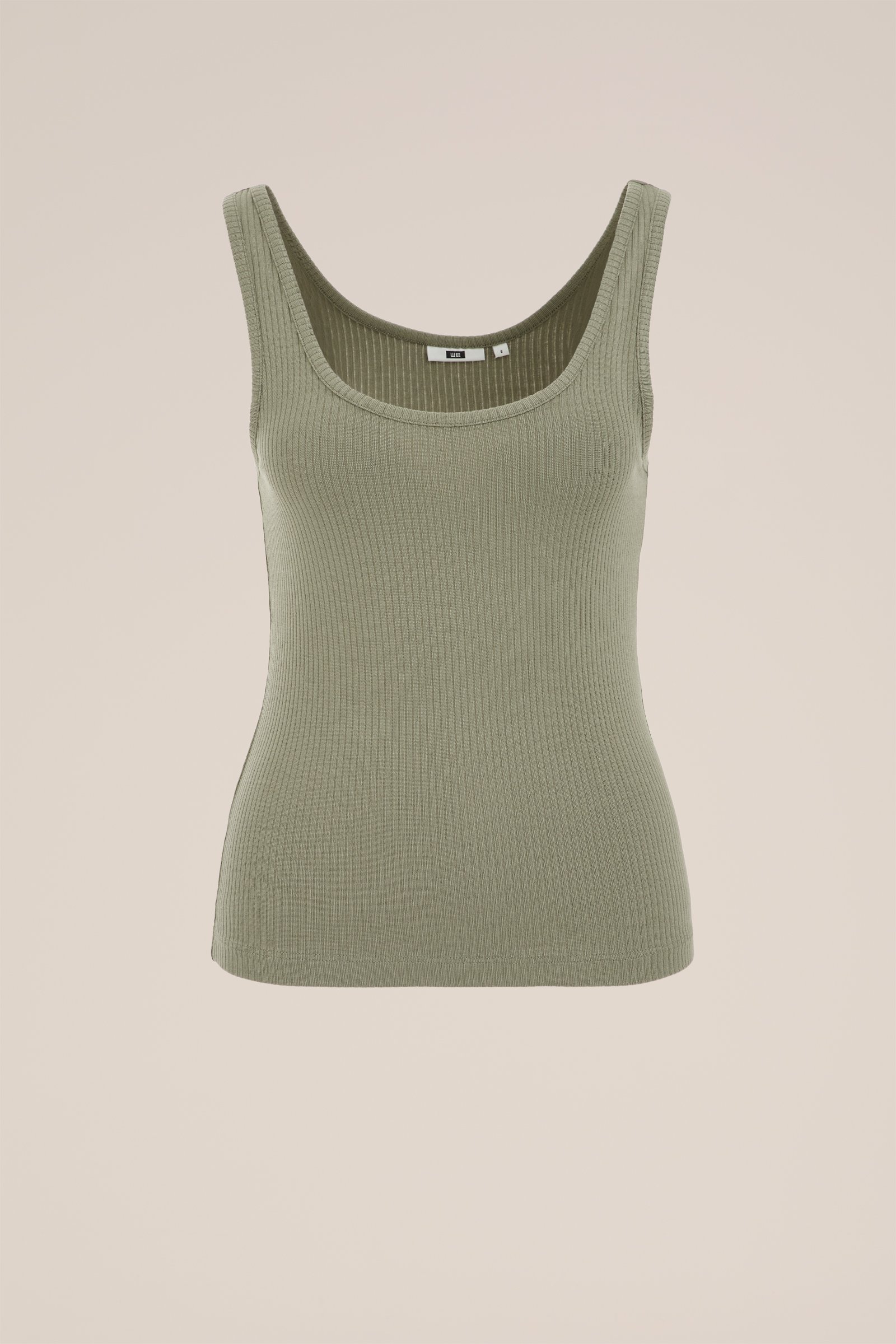singlet met ribstructuur WE Fashion Olijfgroen