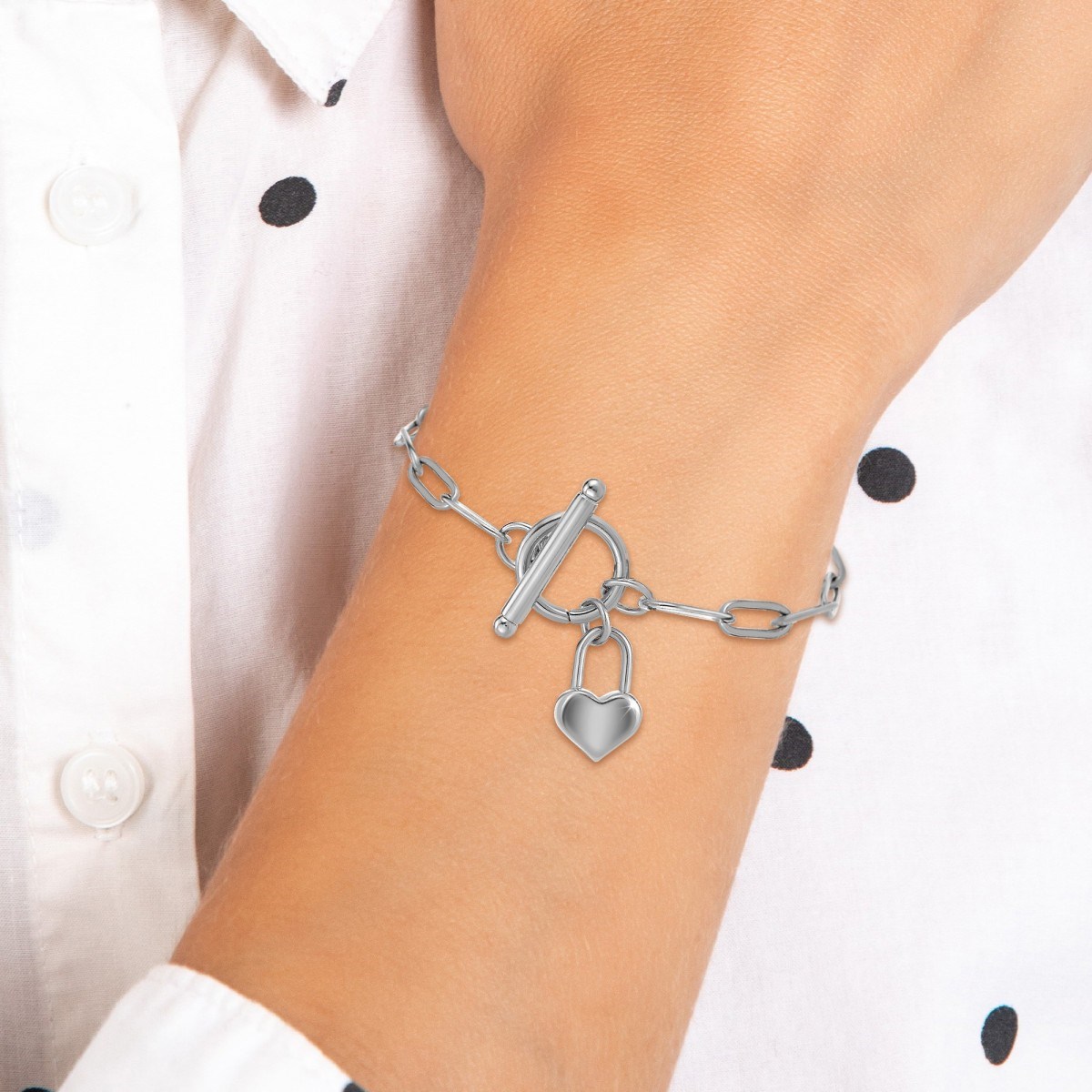 Bracelet coeur en acier inoxydable SC Crystal