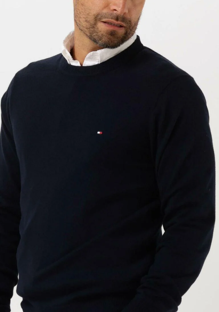 TOMMY HILFIGER donkerblauwe tommy hilfiger trui pima org ctn cashmere crew neck