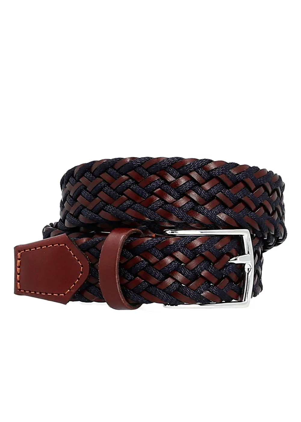 CEINTURE MIA CUIR TRESSE MARINE