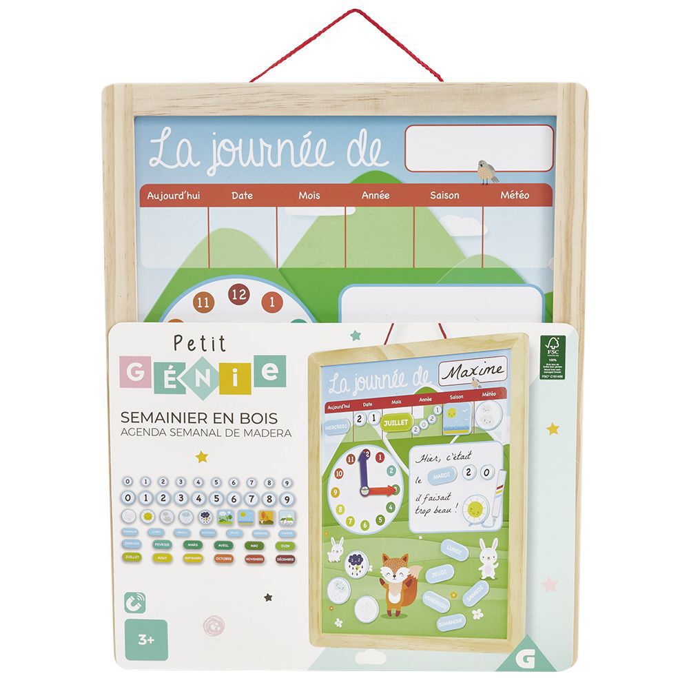 Tableau organisation enfant activités responsabilités en bois