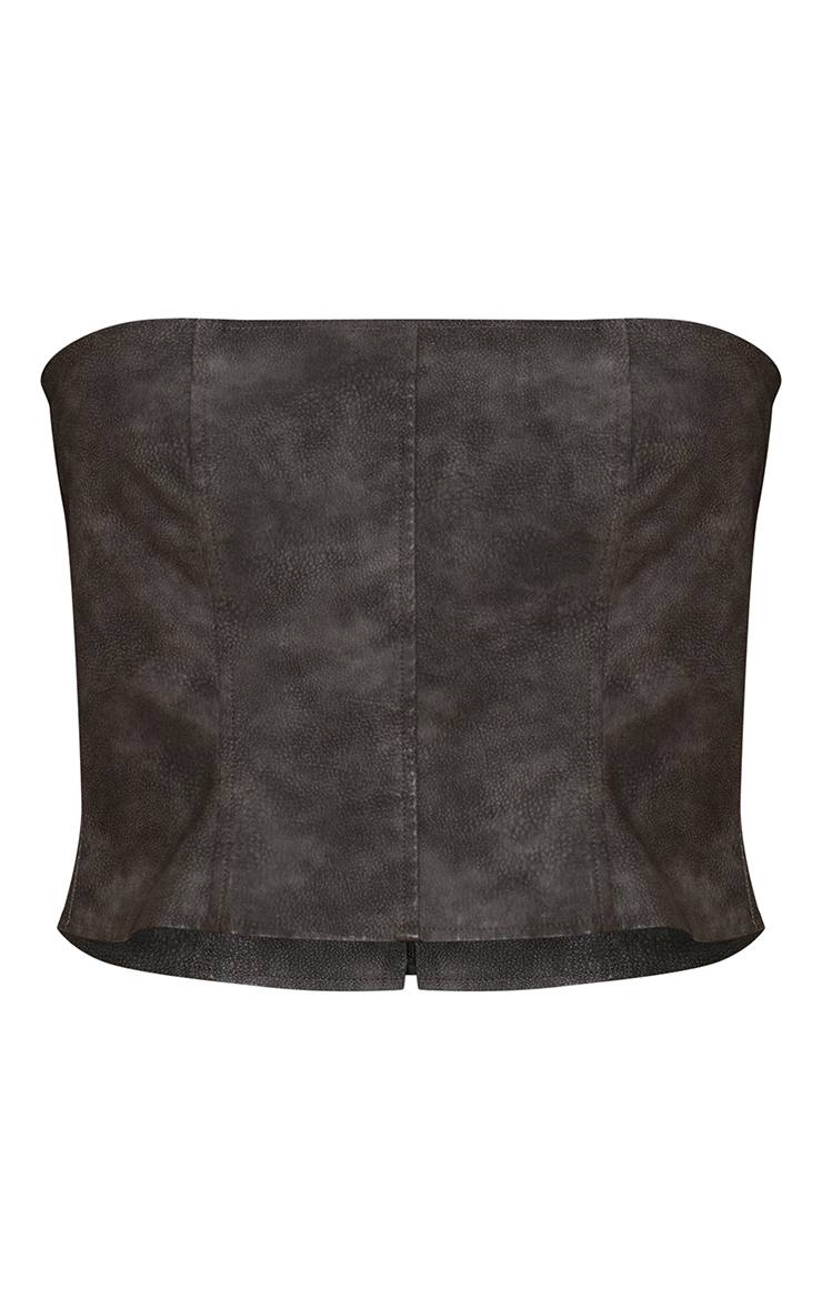 Charbon Corset En Synthétiquecuir Effet Délavé Avec Détails De Coutures